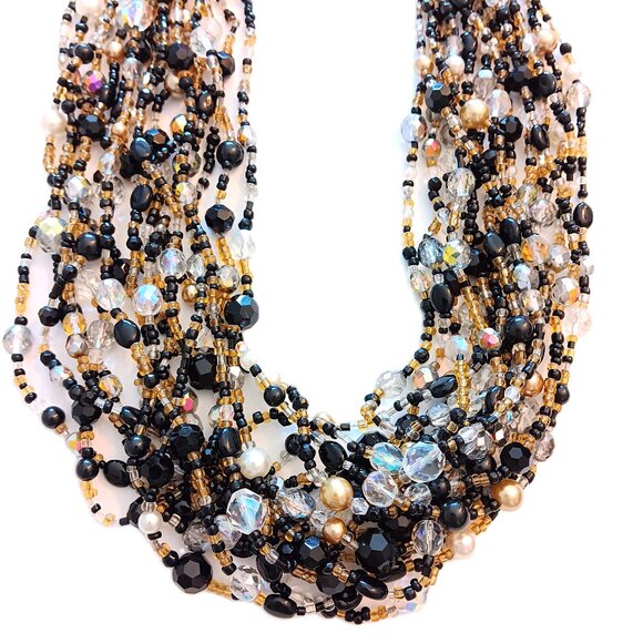 Joan Rivers Multi Strand Black Gold Color Beaded Necklace - Picture 2 of 3